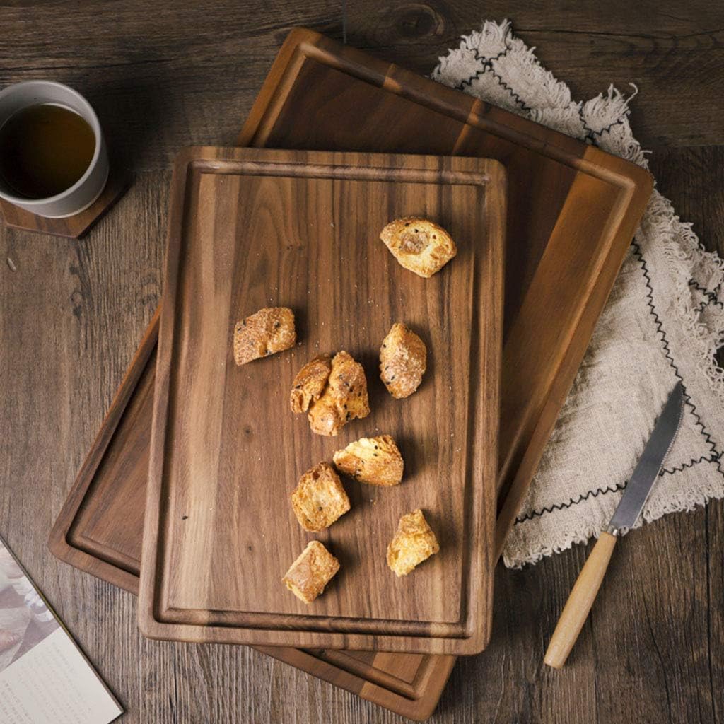 Cutting Board-Solid Wood Rectangular/Round Steak Board with Slot Kitchen Cutting Board Three Sizes Suitable for Vegetables/Cheese/Fruit (Color : 33 * 23 * 2cm/1.08 * 0.75 * 0.06inch) (33*23*2cm/