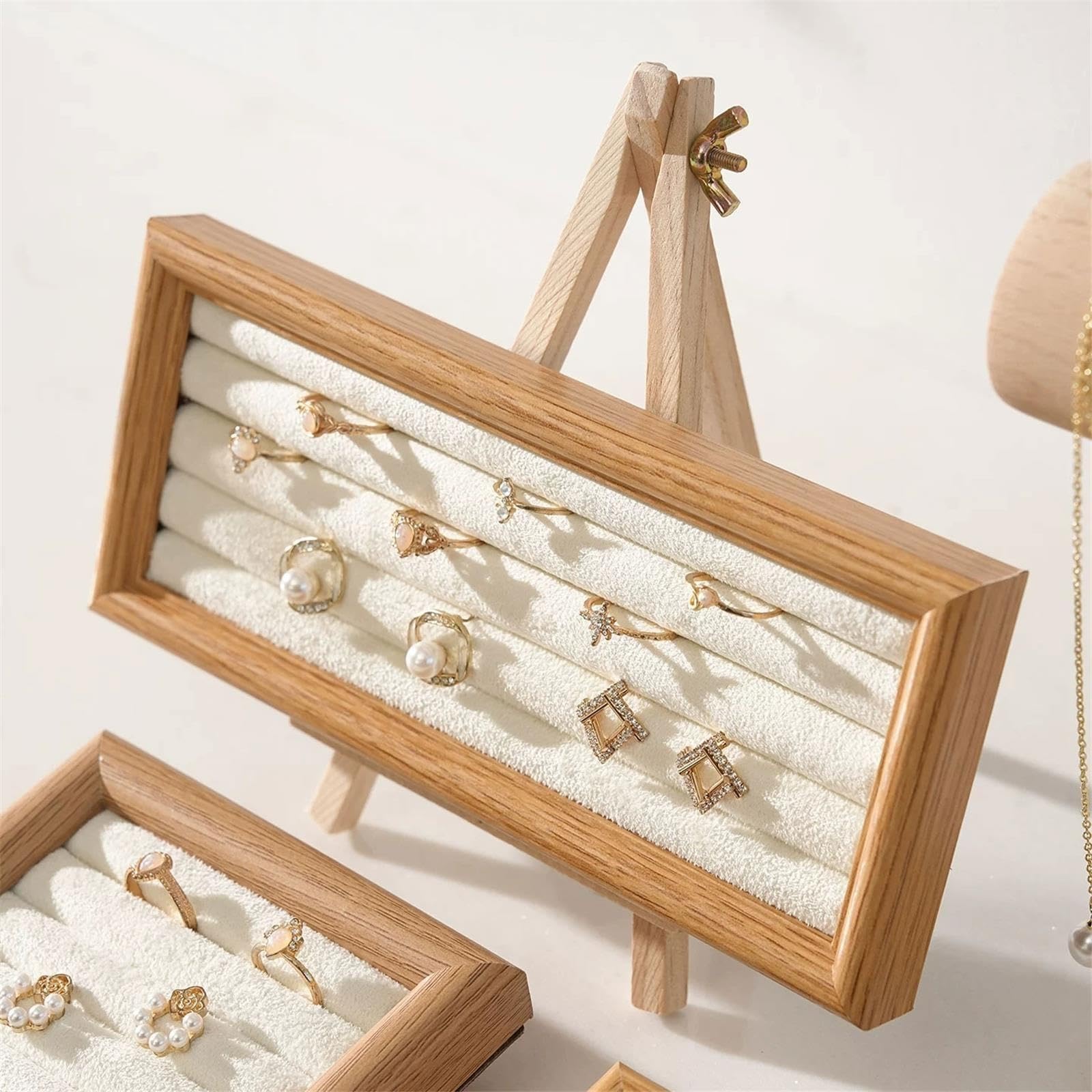 YCTTKDD Soporte para presentación de joyería, Soporte de Madera para joyería, 7 Uds., para Anillo, Pendiente, Collar, Pulsera