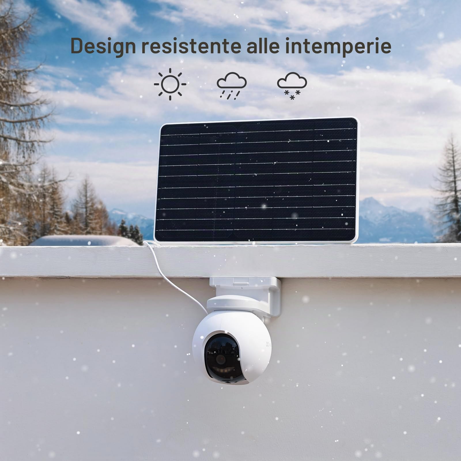 EZVIZ Pannello Solare di Ricarica, Progettato per Le telecamere Batteria BC1C (eLife), BC1 e C3A, Impermeabile, Montaggio Regolabile (con Cavo di 4 Metri), Alimentazione Continua
