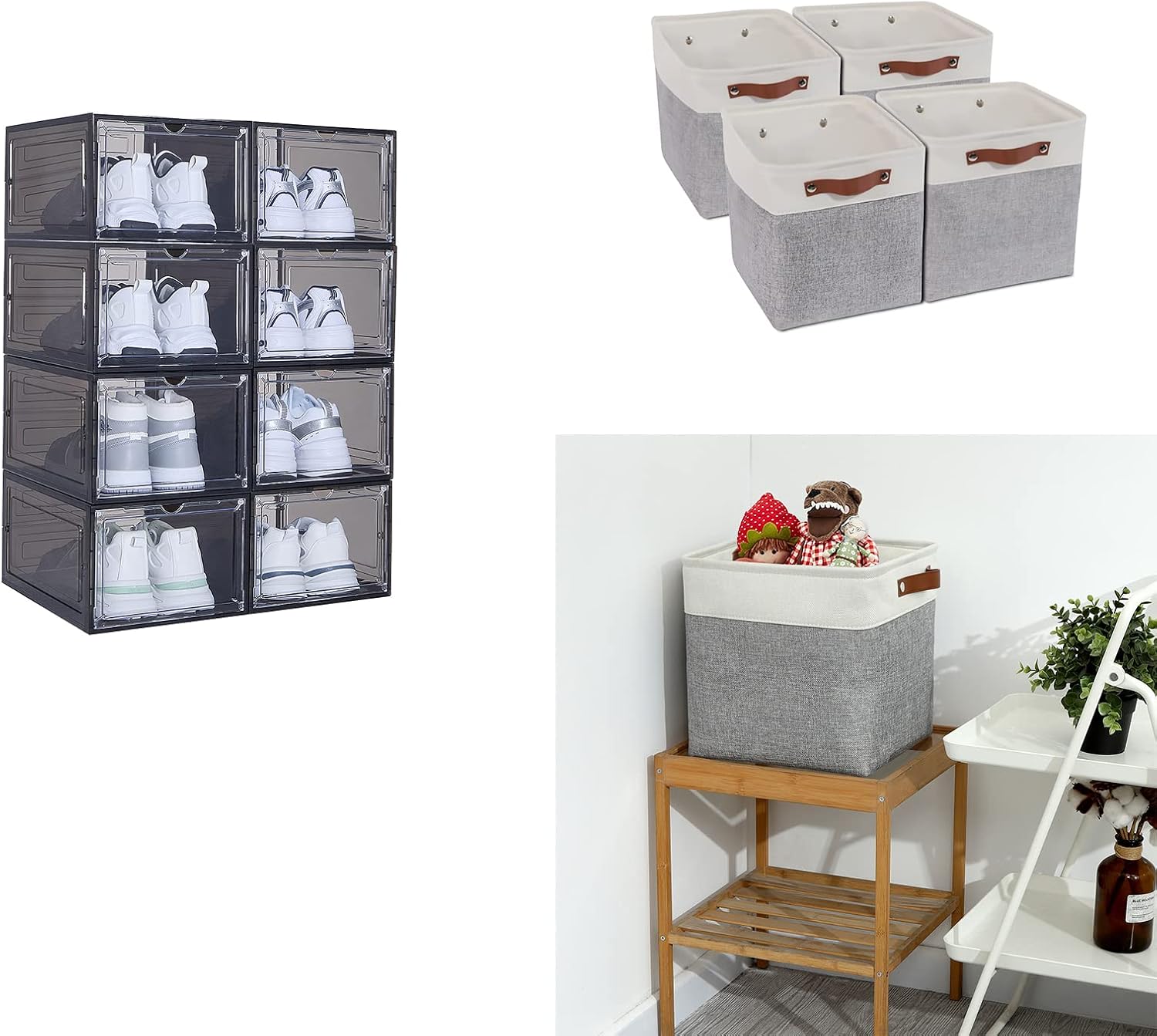 4 pack12 Inch Storage Basket Bins Foldable 4 Pack 12x12x12 inches Baskets Storage