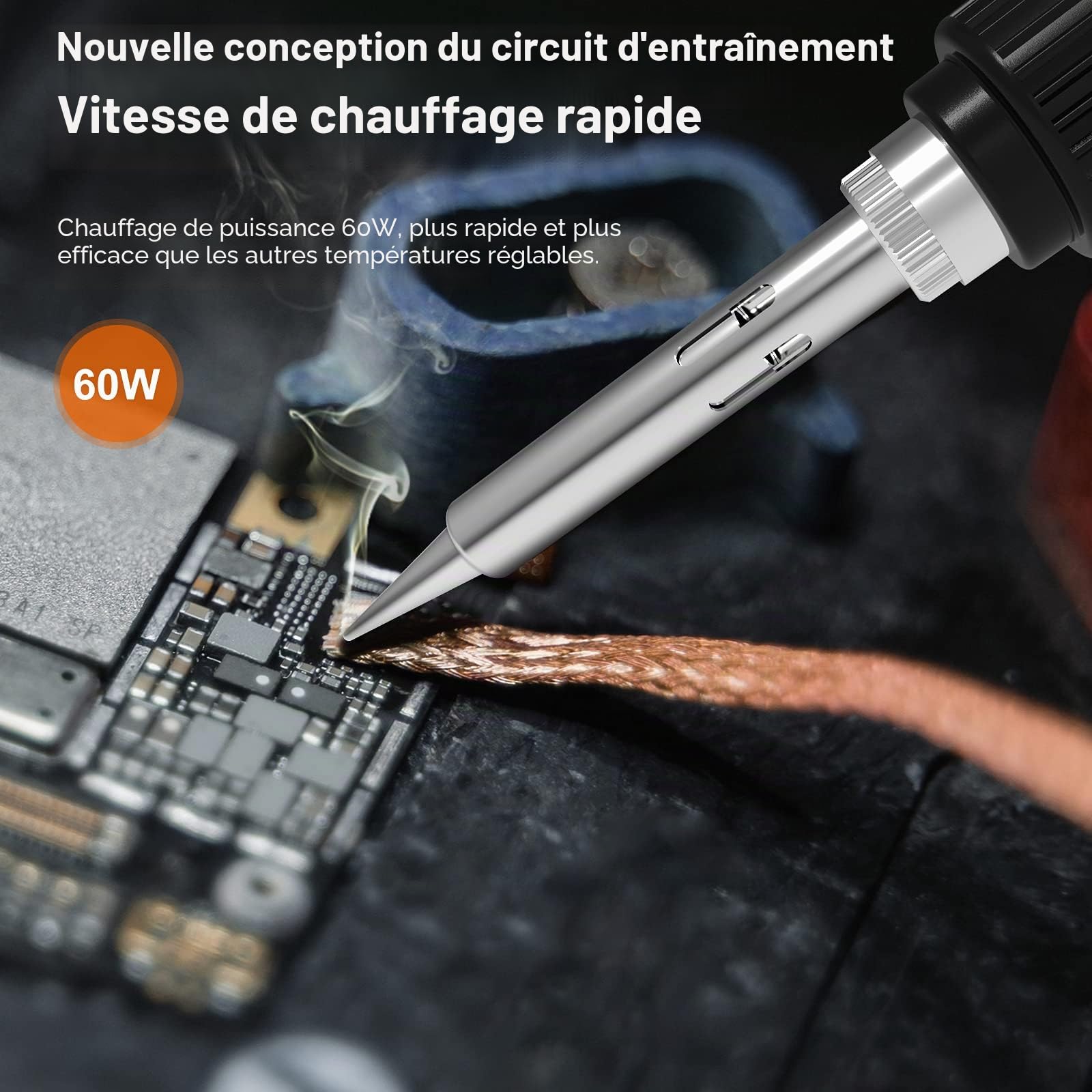 Station Soudure 60W Grand Écran,Lytool Station de Souder Électrique Etain ModeVeille Plage de Température 180 ° C - 480 ° C,℉/℃ Fonction Sommeil et Contrôle du Thermostat Ajustable