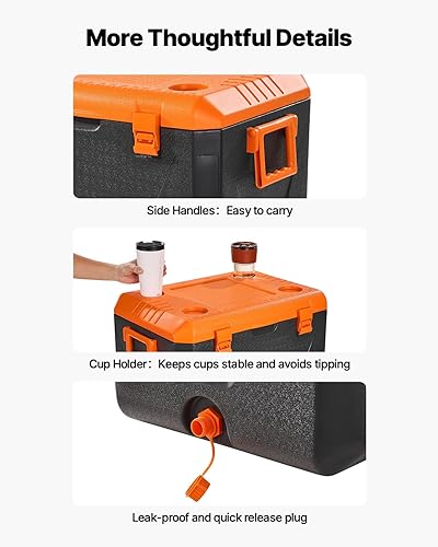 Miniatura 5 de VEVOR Portable Cooler, Lightweight Rigid Material Insulated Portable Cooler, Suitable for Family Picnics and Long Trips