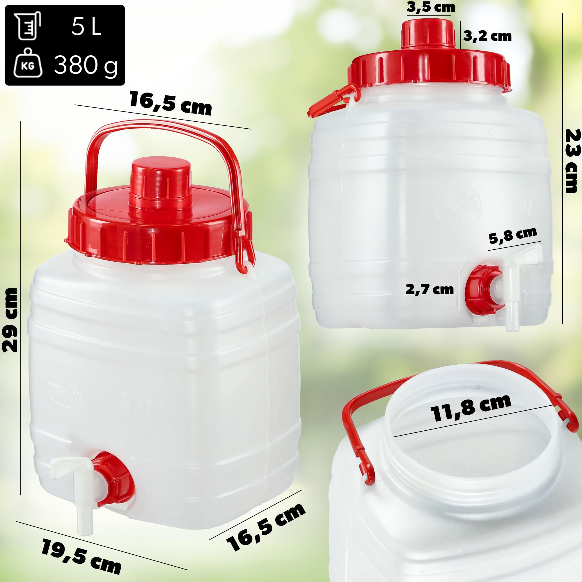 Serbatoio Acqua 10 Litri KOTARBAU Con Rubinetto - Tanica Per Campeggio E Casa, Bianco - Foto 2