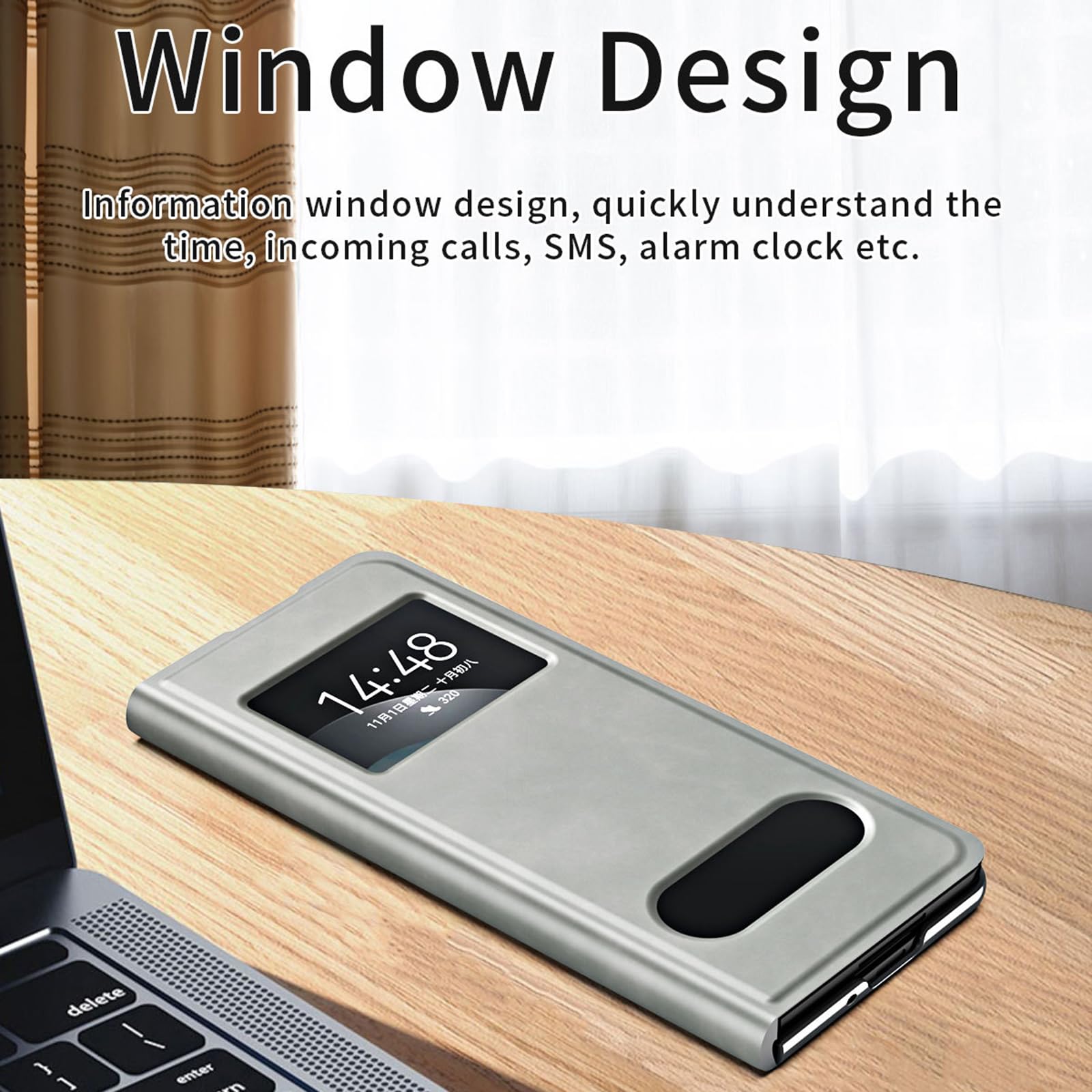 Funda con Tapa For Samsung Galaxy Z Fold 8 Ultra, Funda De Piel De Lujo Ligera con Función Atril, Cierre Magnético, Ventana De Visualización(Black)