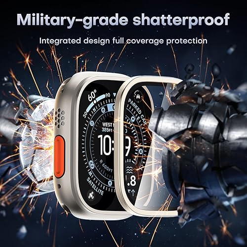 Miniatura 6 de L K - 2 protectores de pantalla para Apple Watch Ultra 2Ultra de 1.92 pulgadas (49 mm), vidrio templado 9H + marco de aleación de titanio, sin
