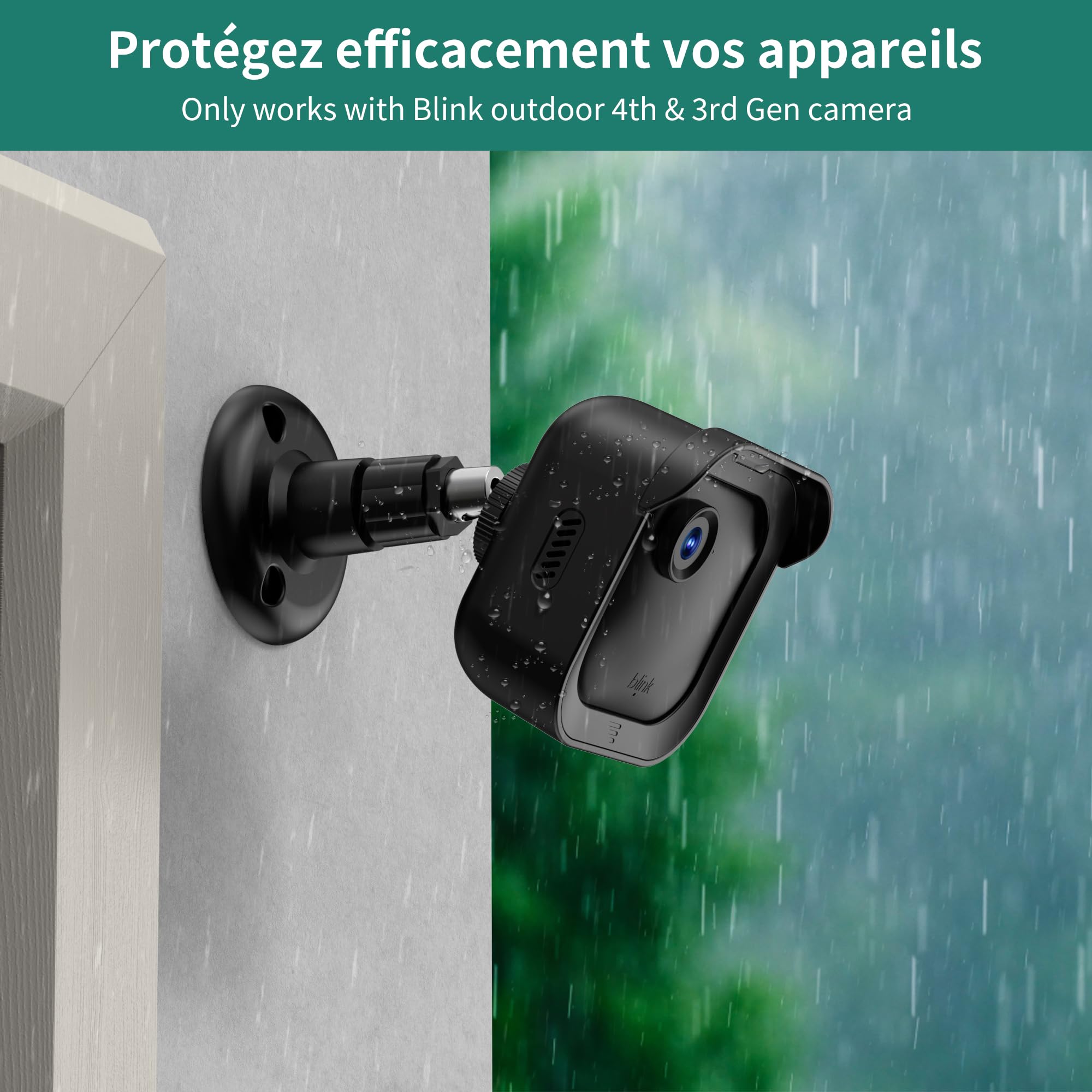 HomeMount Support Mural pour caméra Blink Outdoor avec Support Prise Sync Module Core, boîtier de Protection étanche et Fixation réglable à 360° pour Blink Outdoor 4/3 / 2K+ (3 pièces)