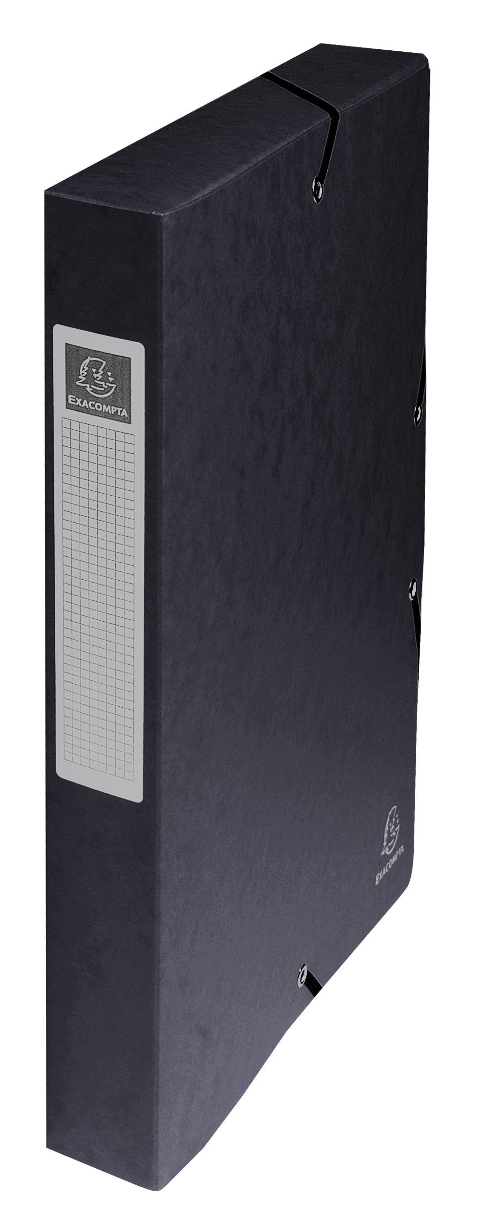 Exacompta - Ref. 50401E - 8 Exabox filing boxes with rubber bands - in 600g/m2 glossy card - Spine 4 cm - dimensions 25 x 33 cm - for A4 documents - black color - delivered assembled