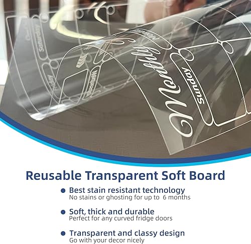 Miniatura 3 de Calendario mensual transparente no magnético para refrigerador, calendario mensual transparente de borrado en seco, se adhiere a la pared, vidrio,