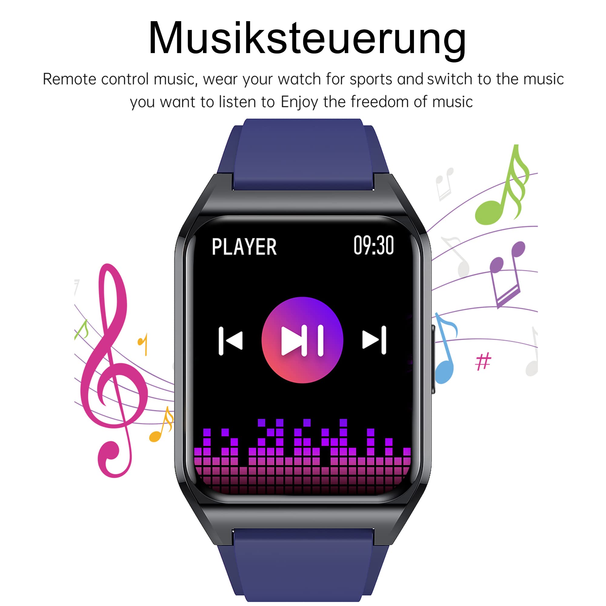 Smartwatch Telefonieren, Fitness Tracker 1.69 Zoll Touchscreen Fitness Uhr mit Blutdruckmessung Kalorie Musik Schrittzähler Herzfrequenz Schlafanalyse Sportuhr Smart Watch für Android iOS