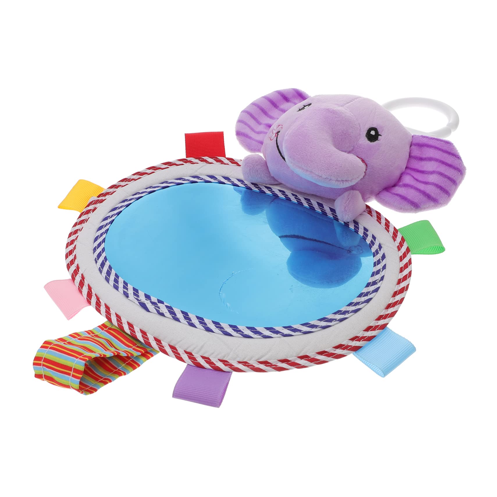 Vaguelly Shatterproof Cognitive Mirror Developmental for Newborns Cute Elephant Design Back Seat Companion for Lightweight and Portable