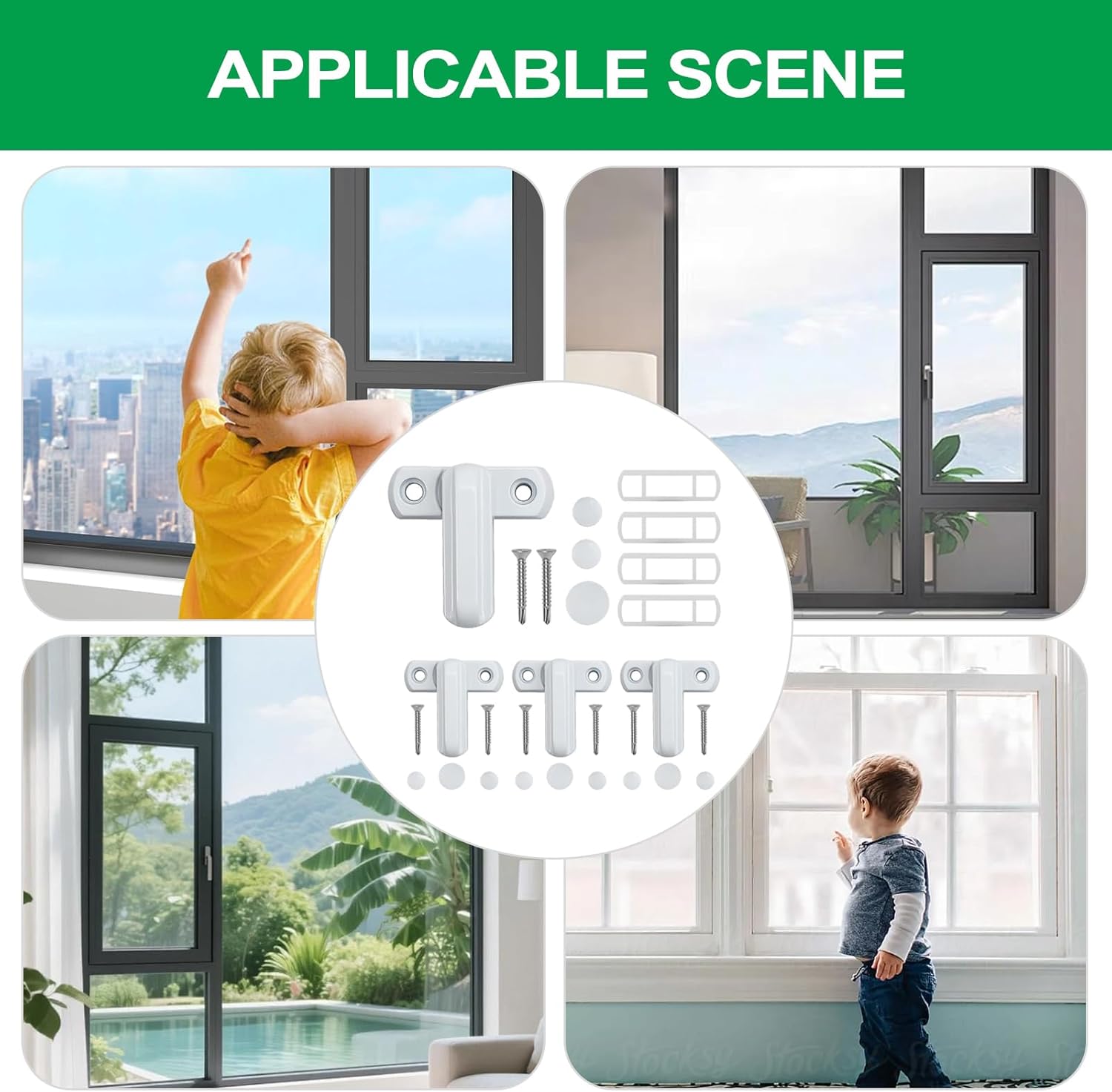 Window Locks - Window Safety Restrictors | Casement Restrictor Lock | 4 Pieces Sliding Door Latch | Anti-Theft Aluminum Alloy Latches for Slidings Doors Hotel RV Apartment