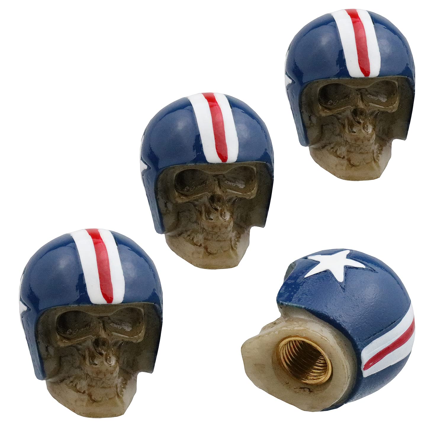 Bashineng red Dustproof Caps Tire Valve Stem Caps Skull Universal Fit Cars SUV Bike Trucks Motorcycles 4 Pcs/Set Blue