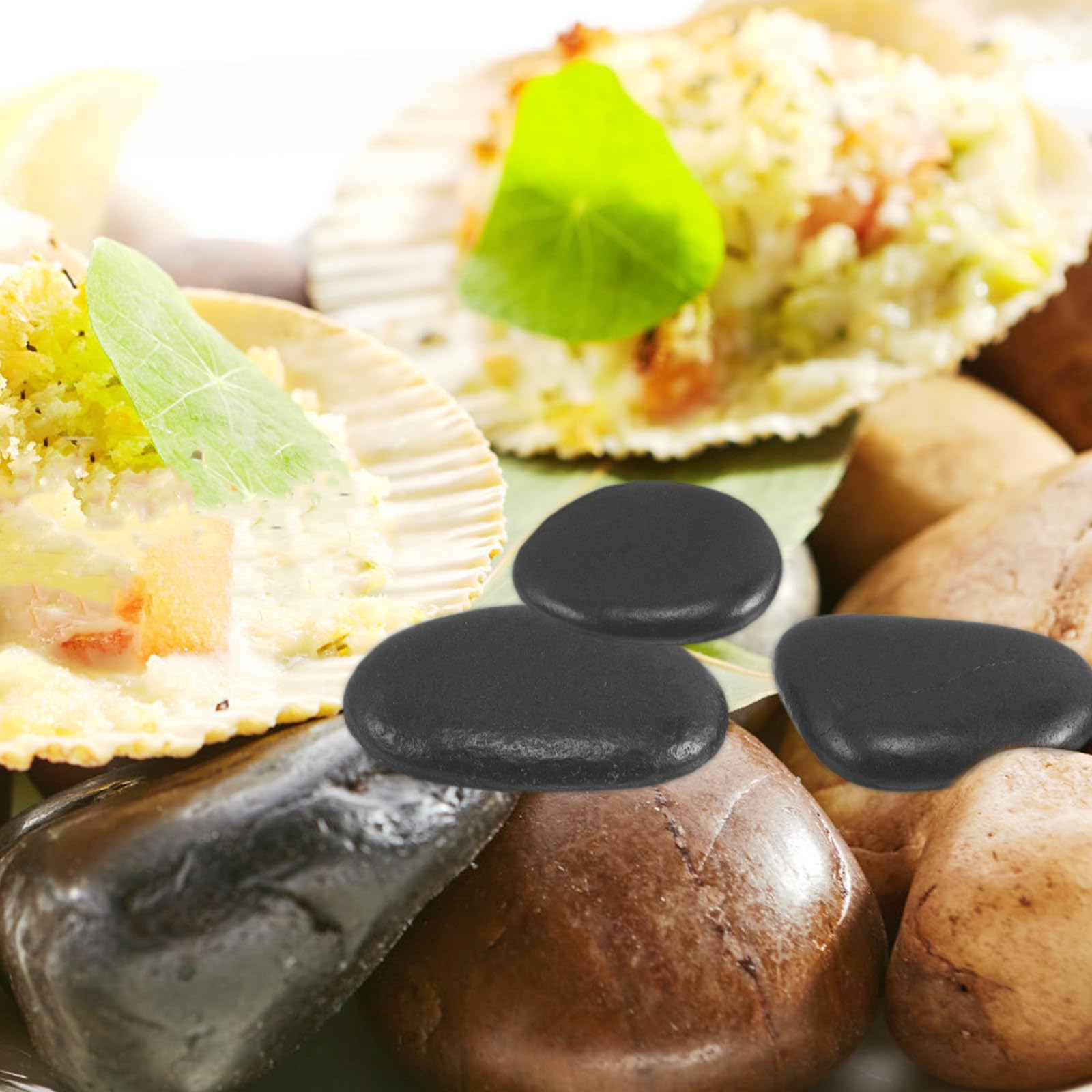 Pietre di Ciottolo Naturale per Barbecue e Cucina, Pietre Riscaldanti per Griglia 1kg Nero, Prevenzione Bruciature Localizzate, Versatili per Grigliate e Cucina