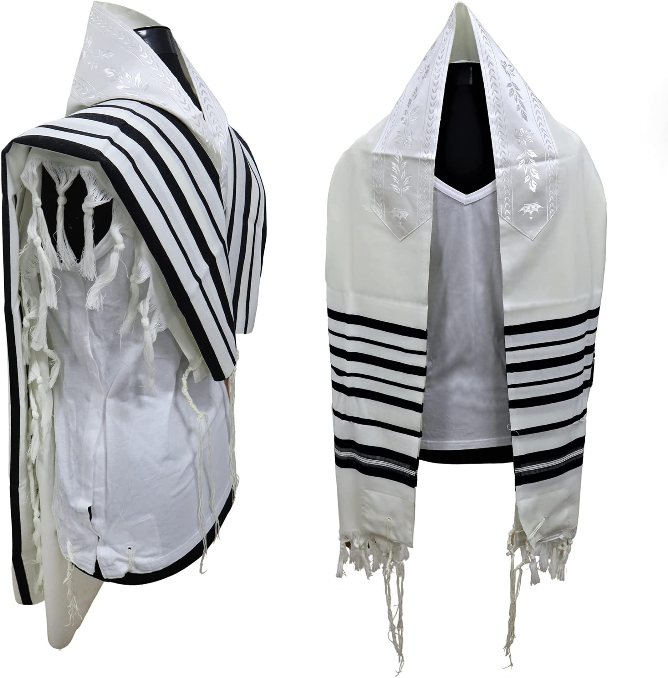 100% Wool Kosher Tallit Prayer Shawl from Israel | Size 70 - 60 X 80 Inch and Elegant Lookin Tallit |