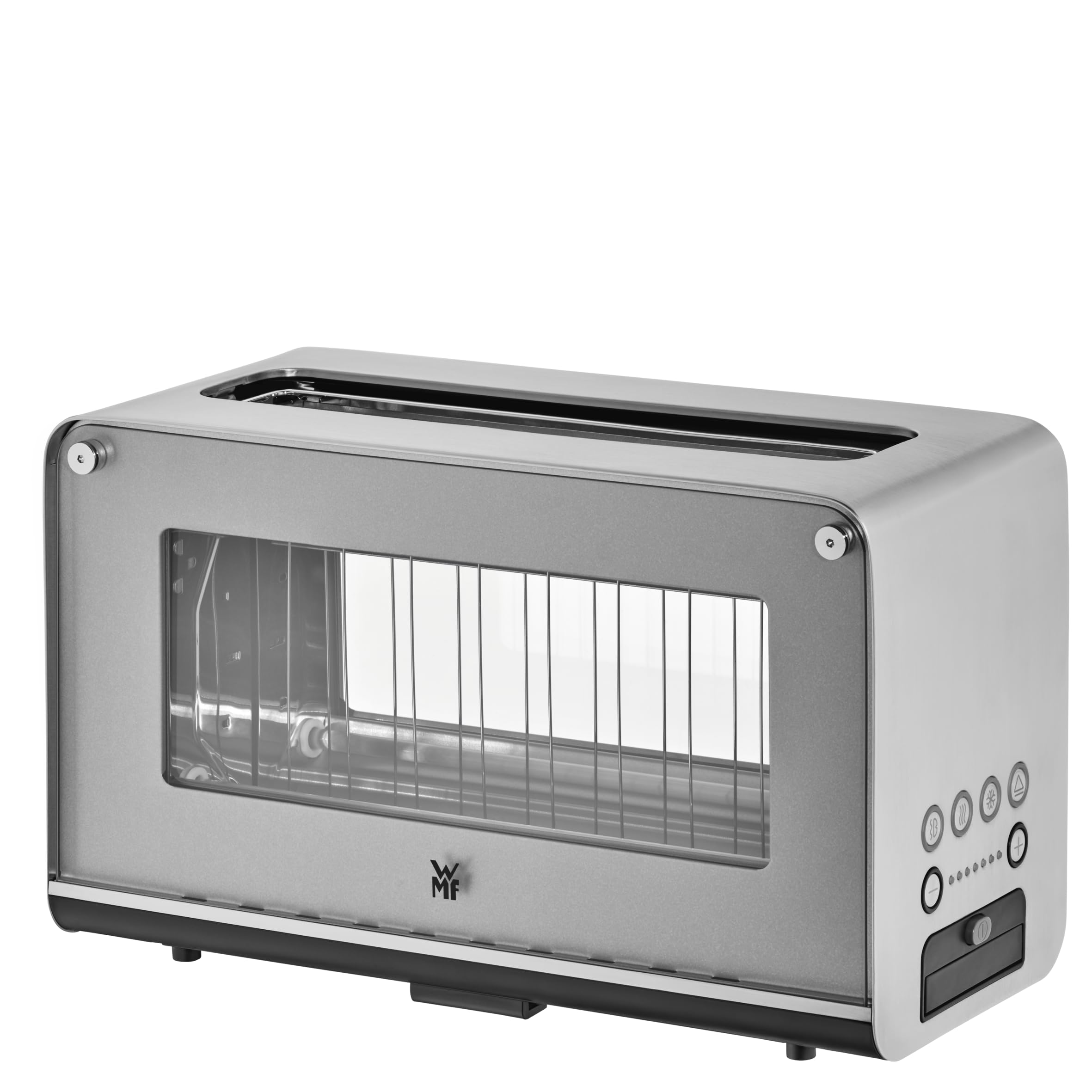WMF Lono Toaster Glas mit Brötchenaufsatz, für 2 Scheiben, XXL-Toast, Aufwärm-Funktion, 7 Bräunungsstufen, edelstahl matt