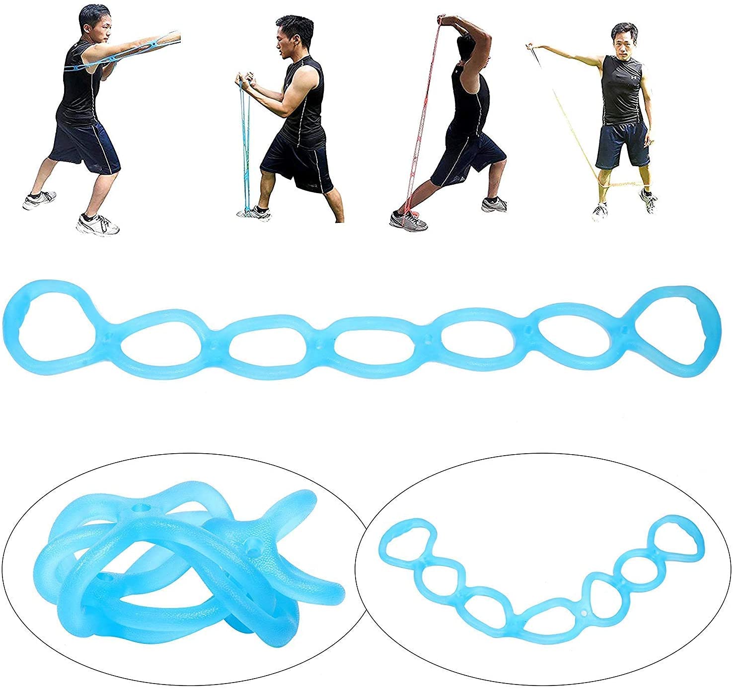 Fascia Elastica Con 7 Anelli Per Esercizi Di Resistenza - Morbido SEBS, Regolabile E Portatile Per Fitness, Gambe, Braccia (Viola)