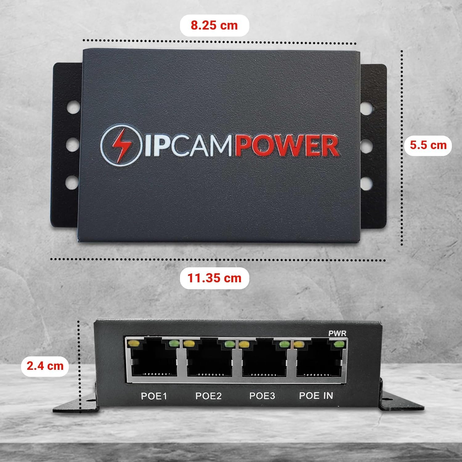 Commutateur 3 ports et câble réseau Cat5 Cat6 Midspan Répéteur de portée pour caméras IP Gigabit 10/100/1000