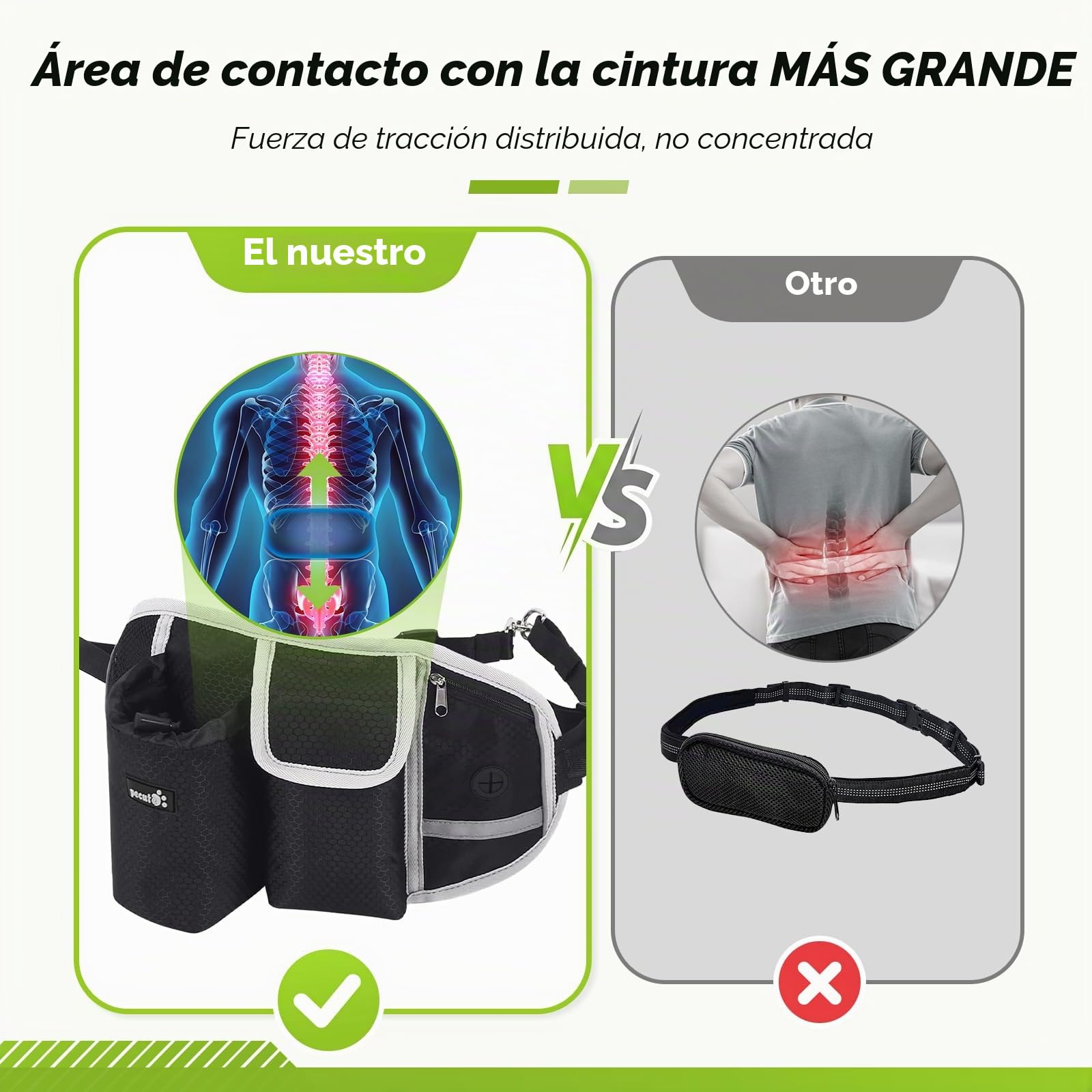 Pecute Correa para Perro Manos Libres para Perros hasta 50 kg de absorción de Choque, cómoda, Costura Reflectante, Ideal para Correr, Correr y Caminar