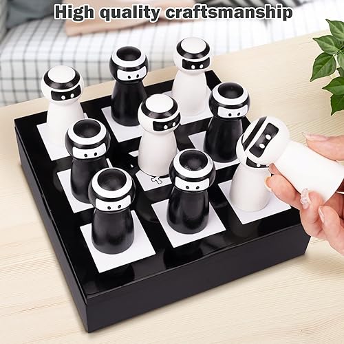 Miniatura 3 de Juego de madera Tic Tac Toe para niños y juegos de mesa familiares incluye 10 bonitas piezas de juego decoración de mesa de café divertido juego de