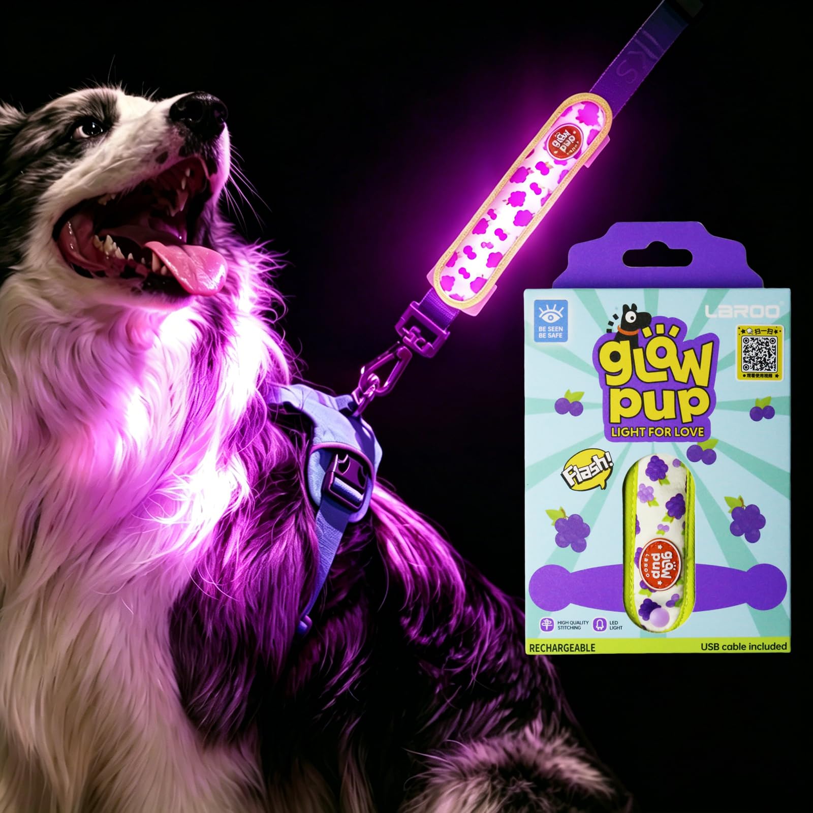 Amazon | LaRoo 犬 散歩 ライト ペット用LEDライトバンド、ベルクロ