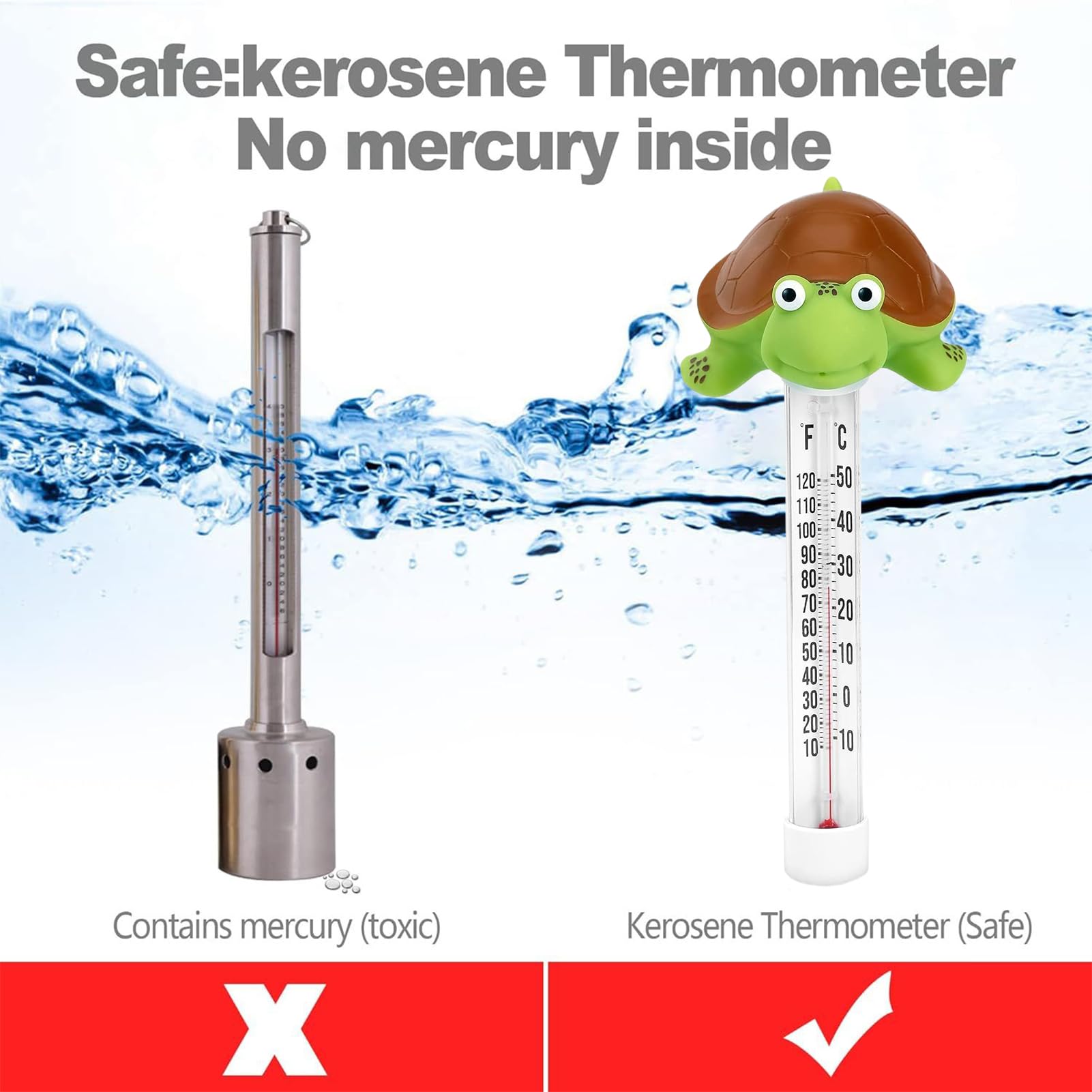 Termometro Per Piscina Tartaruga Termometro Galleggiante Animale Con Grande Schermo Design Forma Animale Resistente agli Urti E all'acqua Per Stagni Pesci E Bacini Giardino Esterno
