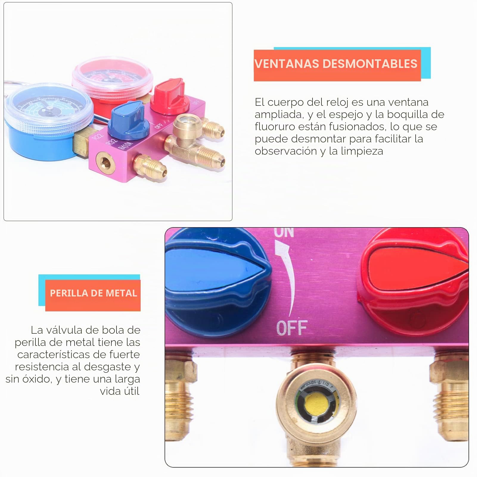 Mini manómetro G1/4 para R22 R32 R410A, manómetro de diagnóstico de Aire Acondicionado, para Mantenimiento de Aire Acondicionado automotriz del Sistema de CA del Coche
