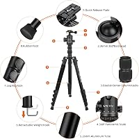 Victiv Kamera Állvány 205 cm Alumínium Utazó Tripod Golyós Fejjel 10 kg Teherbírás Levehető Monopod Hordtáskával Fekete 7