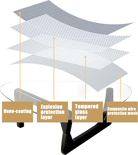 Miniatura 31 de Pequeña mesa auxiliar ovalada de cristal, mesa moderna triangular para sala de estar, centro negro, base de madera maciza y parte superior