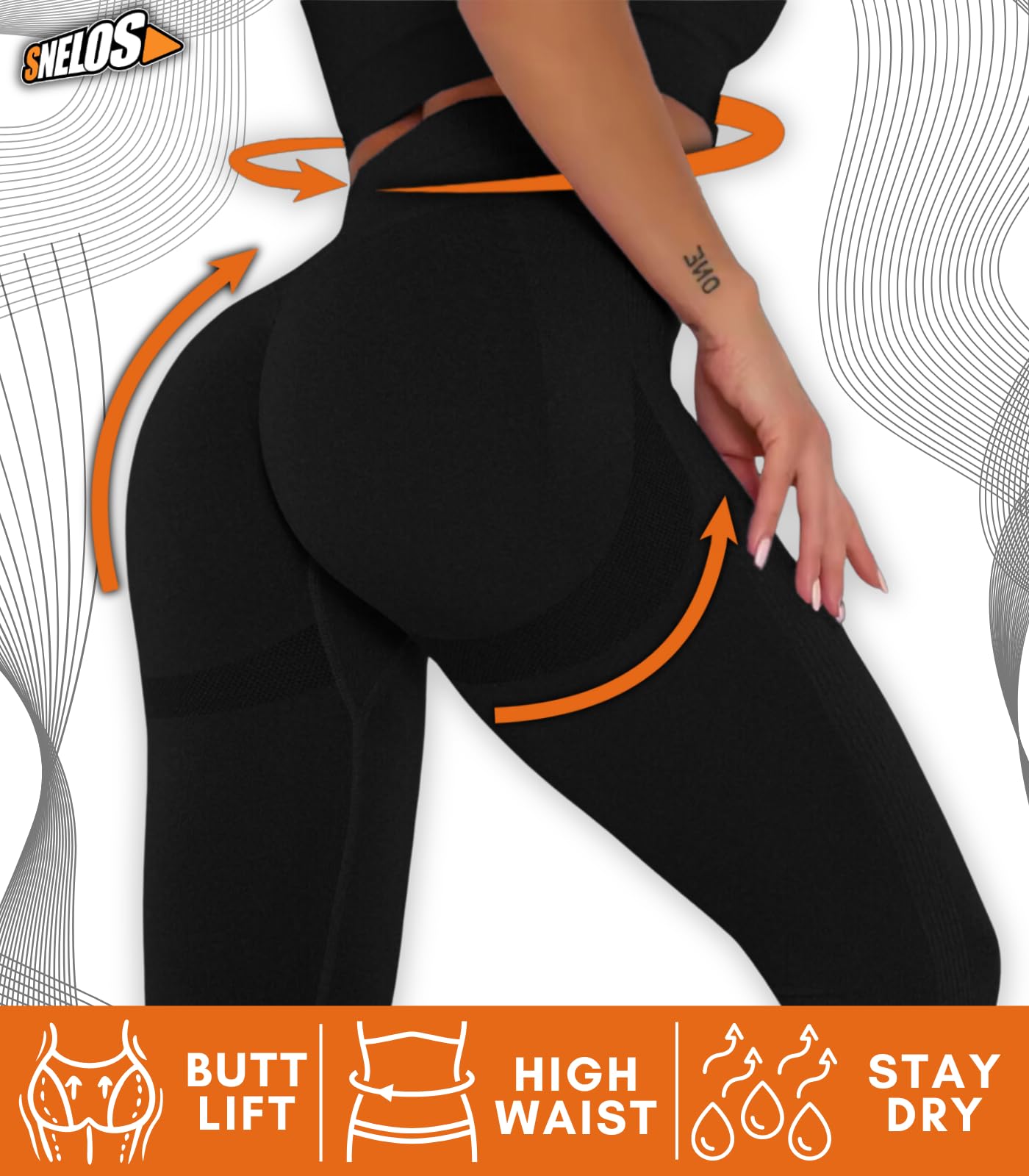 SNELOS Leggings a vita alta da donna, eleganti e resistenti, perfetti per palestra e uso quotidiano, leggings da yoga da donna