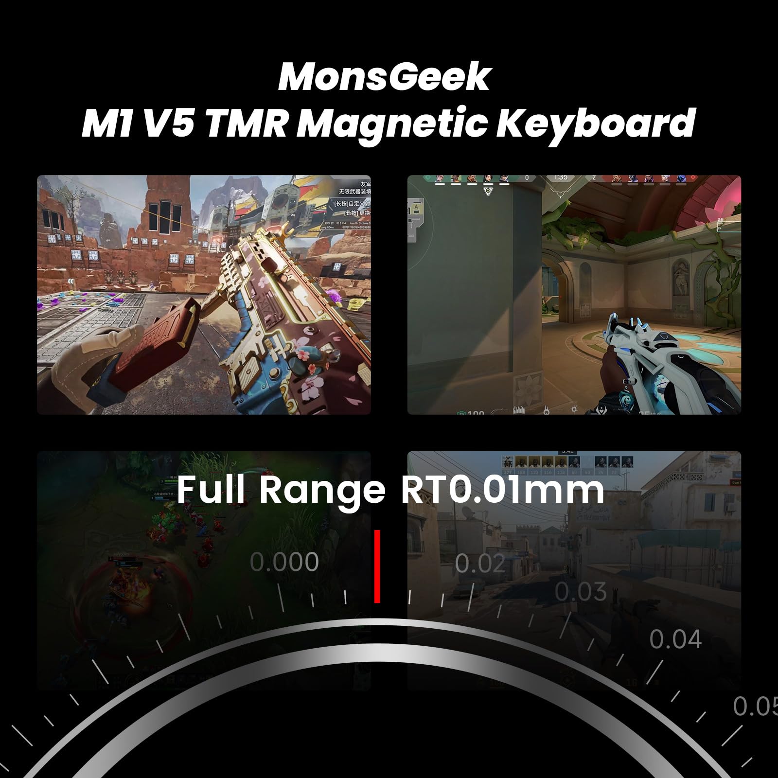 MONSGEEK M1V5 TMR Tastatur Aluminium 8000Hz Magnetisch ISO DE QWERTZ Layout | RT0.01mm, Gasket Mount,2,4 GHz kabellos/BT5.0/USB-C kabelgebunden für Spiele/Büro(Schwarz & Silber)