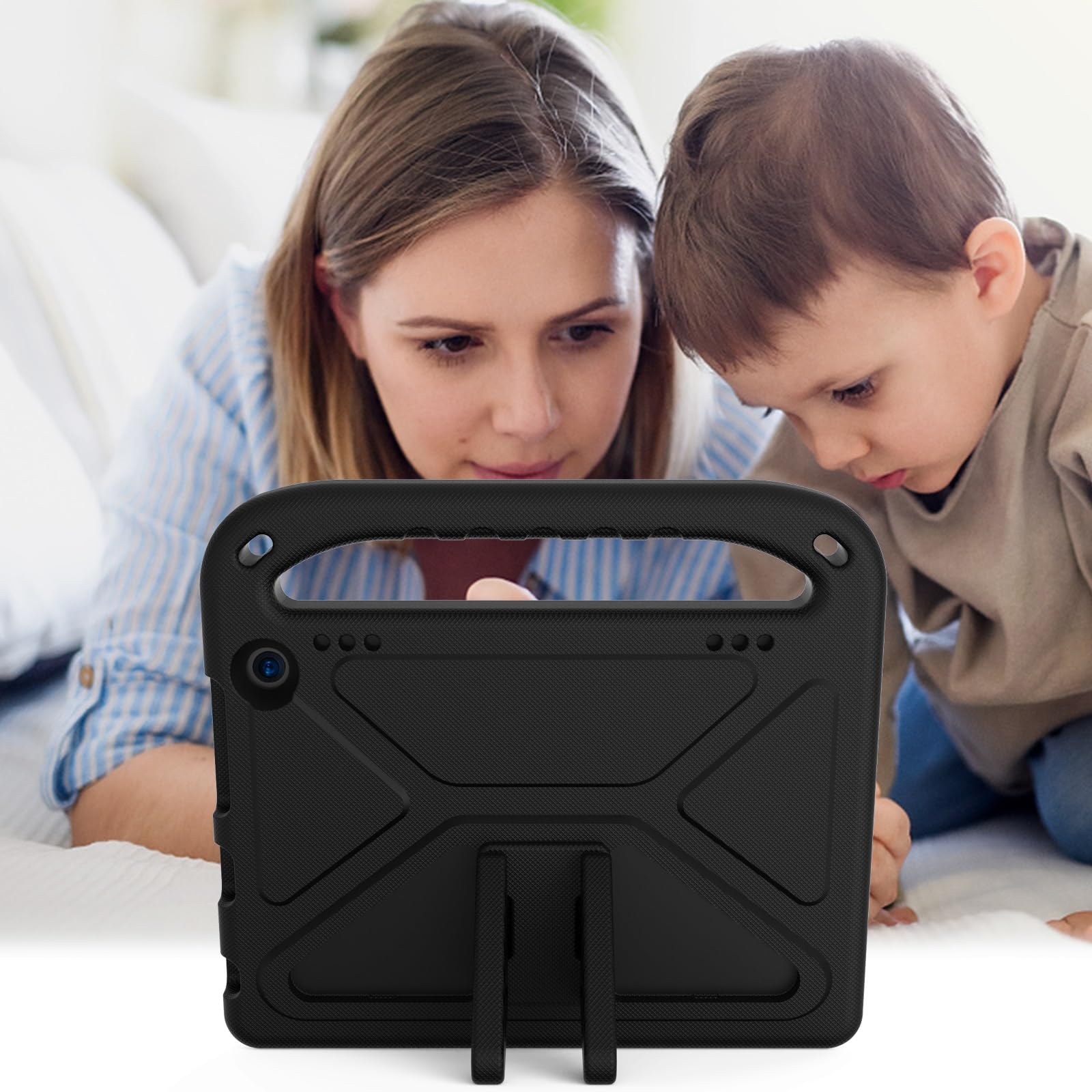 Etui na tablet Kompatybilny z Kindle Fire HD8/HD 8 Plus 2022 2020, amortyzujący wstrząsy, uchwytem, ​​EVA, ​​solidne etui na tablet dla dzieci, lekkie(Noir)