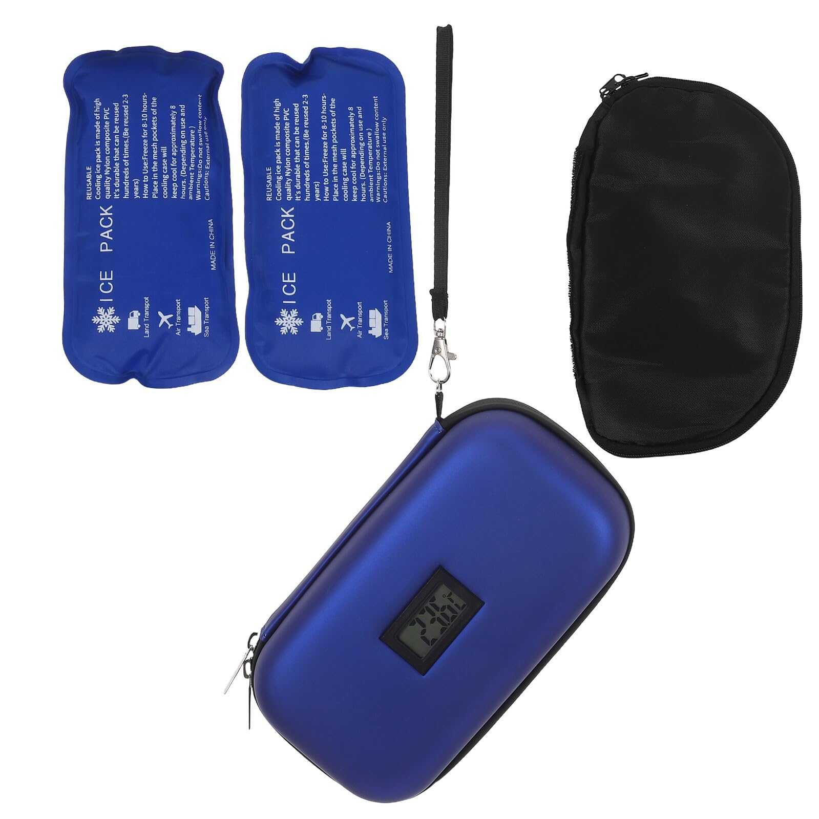 Bolsa Térmica Portátil para Insulina con Compartimentos Internos y Material Eva Resistente, Adecuado para Viaje y Almacenamiento Seguro con Paquetes de Hielo Incluidos