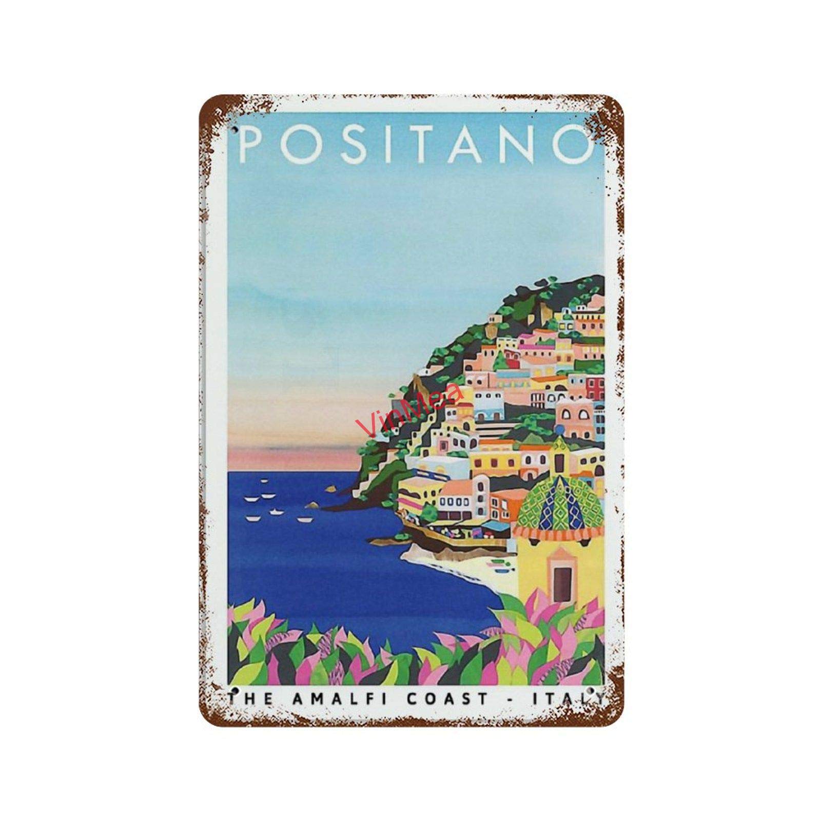 Kziwq T115 On Amalfi Coast, Italy Metal Sign Vintage Decor Art Sign Home Kitchen Bar Cafe Club Cave Wall Decor Retro Tin Sign 30X30cm