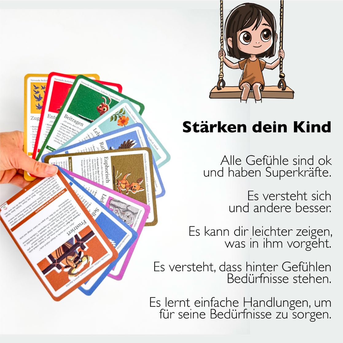 HappyFam® Emotionskarten: Kinder-Entwicklungs-Komplettset | Pädagogisch wertvoll für hochsensible Kinder | Bedürfniskarten und Gefühlskarten für Kinder | Selbstregulation Kinder