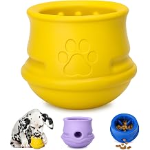 Rubber Dog Enrichment Toys, Stuffable Interactive Dog Toys to Keep Them Busy - Puzzle Slow Feeder & Anxiety Relief & Long-Lasting - Frozen Dog Licking Toy, Dishwasher Safe, Lemon, M