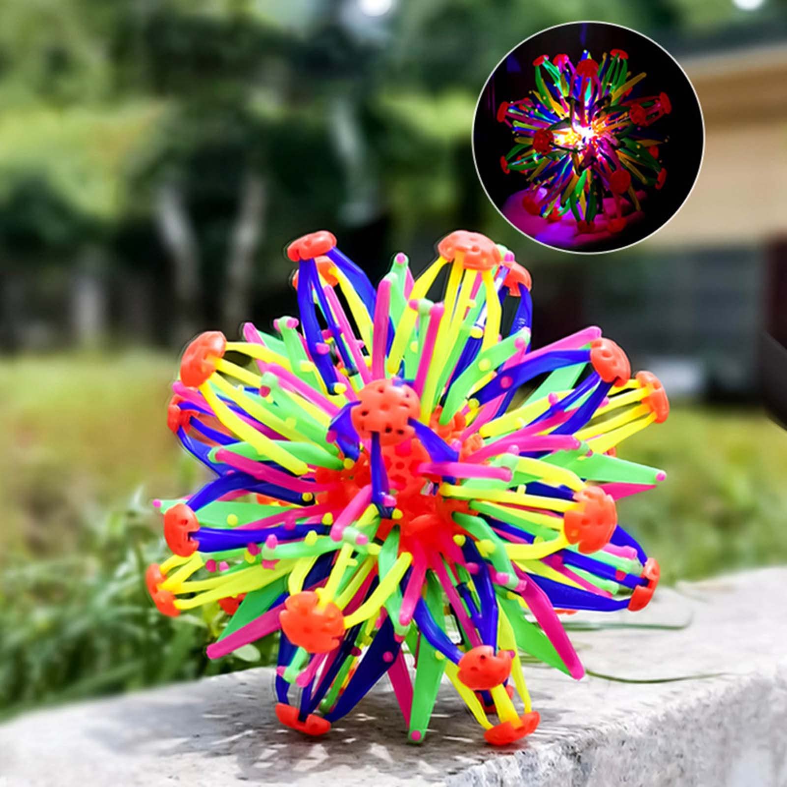 Balle respiratoire Extensible | 6,5 Pouces Rainbow Magic Ball Fidget Toy | Balles de Fleurs transformables Toys Puzzle avec la lumière | Extension balles Sensory Stress Relief Toys for TDAH Yoga