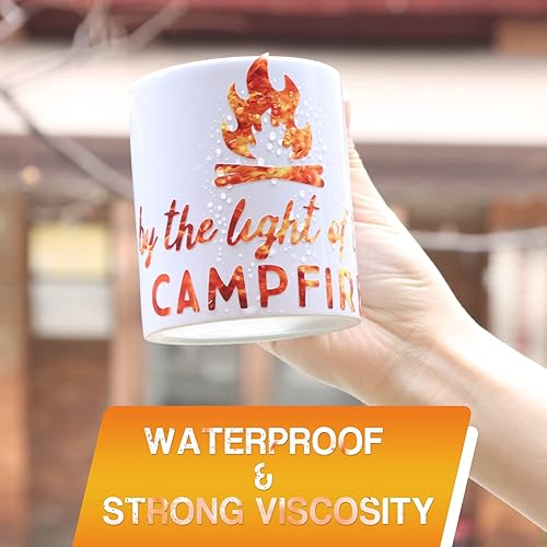 Miniatura 5 de Tintnut Rollo de vinilo permanente de llama, 12 pulgadas x 5 pies, rollo de vinilo adhesivo permanente, patrón de fuego ardiente, autoadhesivo a