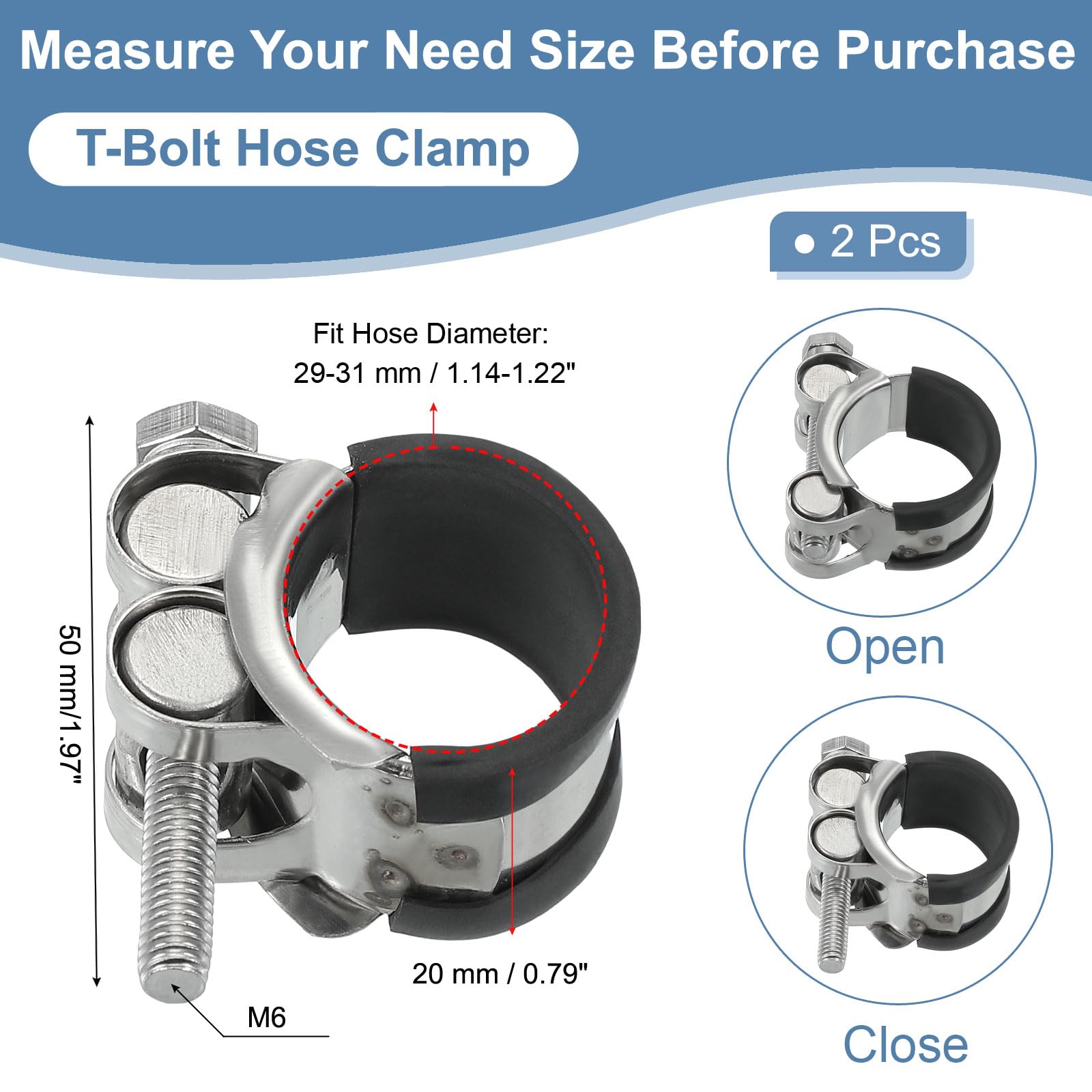 PATIKIL 29-31mm T-Bolt Hose Clamp - Image 2