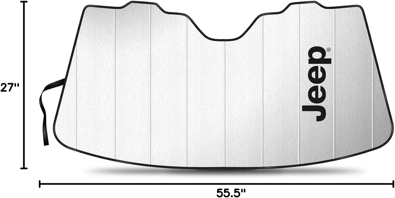 iPick Image for Jeep Logo Universal Fit Enforced Stand-Up Auto Windshield Sun Shade at Standard Size 54"x 27.5"