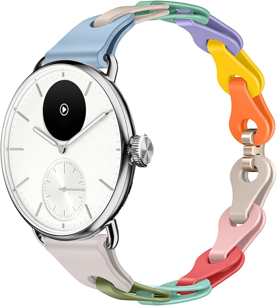 Compatible con correas de reloj inteligente Withings, Lamshaw de 18 mm, 20 mm, correas de repuesto huecas de silicona elástica compatibles con Withings ScanWatch 2 42 mm/ScanWatch Horizon/ScanWatch 42 mm/Steel HR 40 mm/Steel HR Sport/ScanWatch 38 mm/ScanWatch 2 38 mm/ScanWatch Light/Steel HR 36 mm/Withings Move/Move ECG/Acero