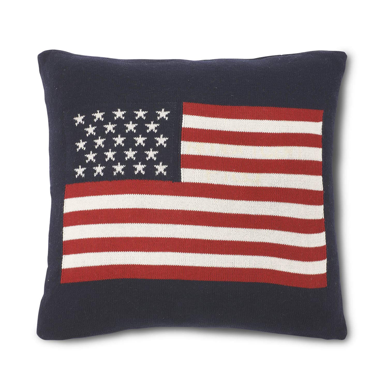 Oreiller en coton tricoté haut de gamme motif drapeau américain K&K Interiors 46,5 cm bleu rouge
