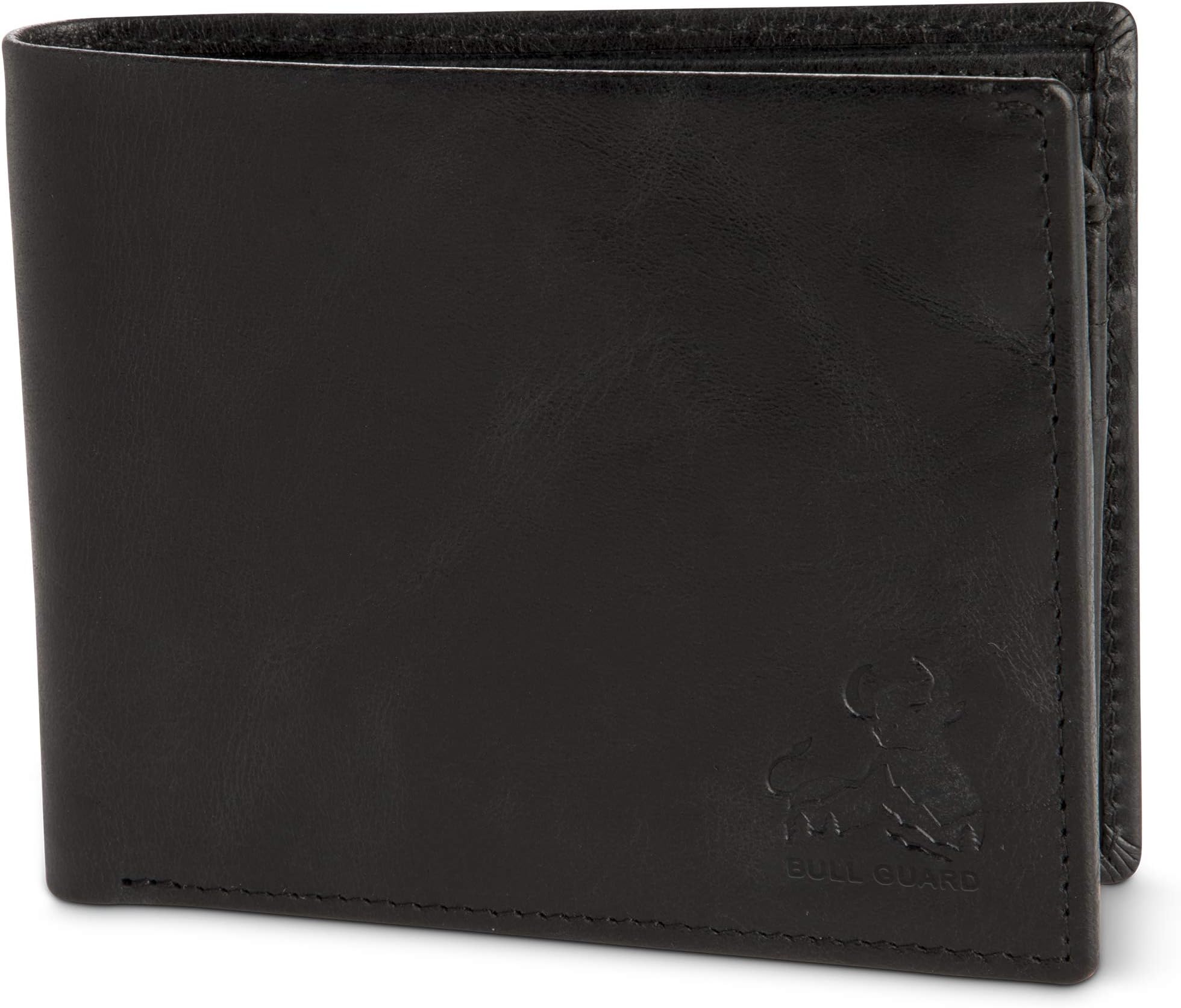 RFID Bifold Leather Wallet For Men with Flip Up ID in Vintage Buffalo Brown, Boulder Black - Vintage Black, 3.5 x 4.5, Vintage