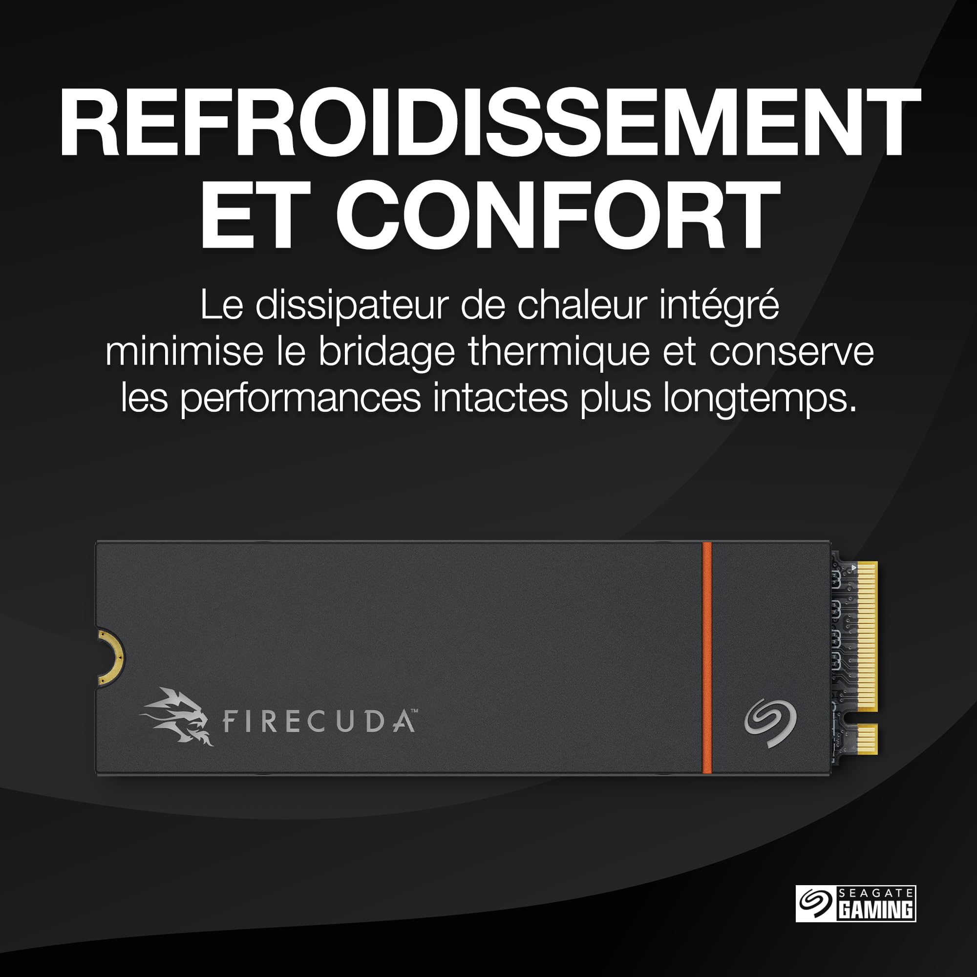 Seagate FireCuda 530R NVMe SSD 2To, pour PS5/PC, M.2 PCIe Gen4 ×4 NVMe 1.4, 7.300 MB/s, 3D-TLC-NAND, 640 TBW, Dissipateur De Chaleur, Services Rescue (ZP2000GM3A073)