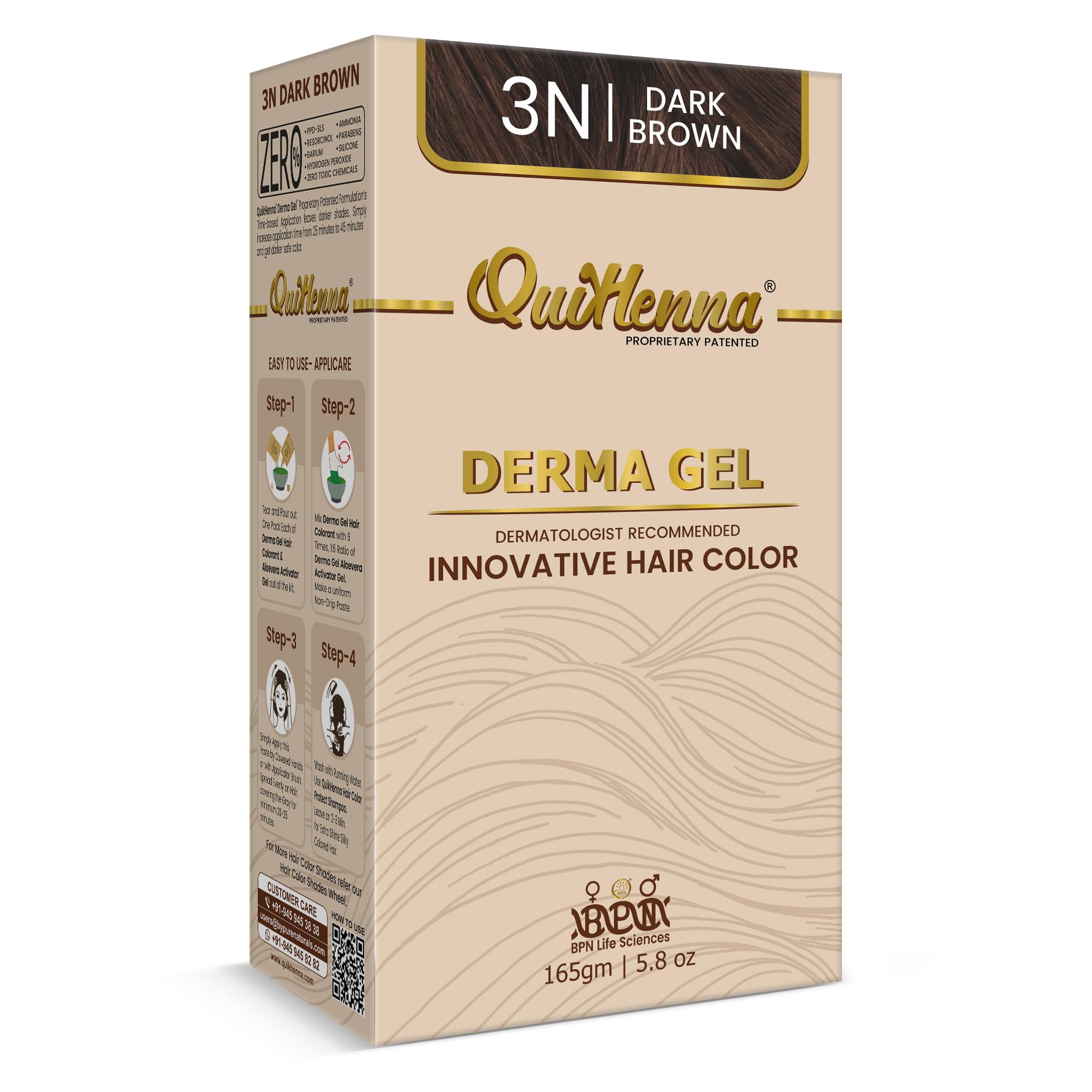 QuikHenna Organic Hair Colour Derma Gel 3N Dark Brown 165gm | Dermatologist Recommended PPD & Ammonia Free Permanent Hair Color | Natural Hair Colour for Women & Men-picture-15