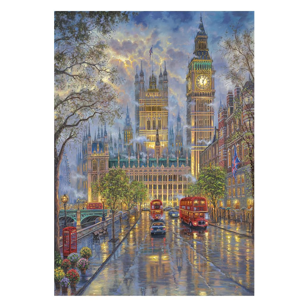 Wentworth Wooden Puzzles The Palace of Westminster, London – Puzzle 250 pièces pour adultes, pièces irrégulières, design Robert Finale pour les amateurs de voyages – Bois provenant de sources durables