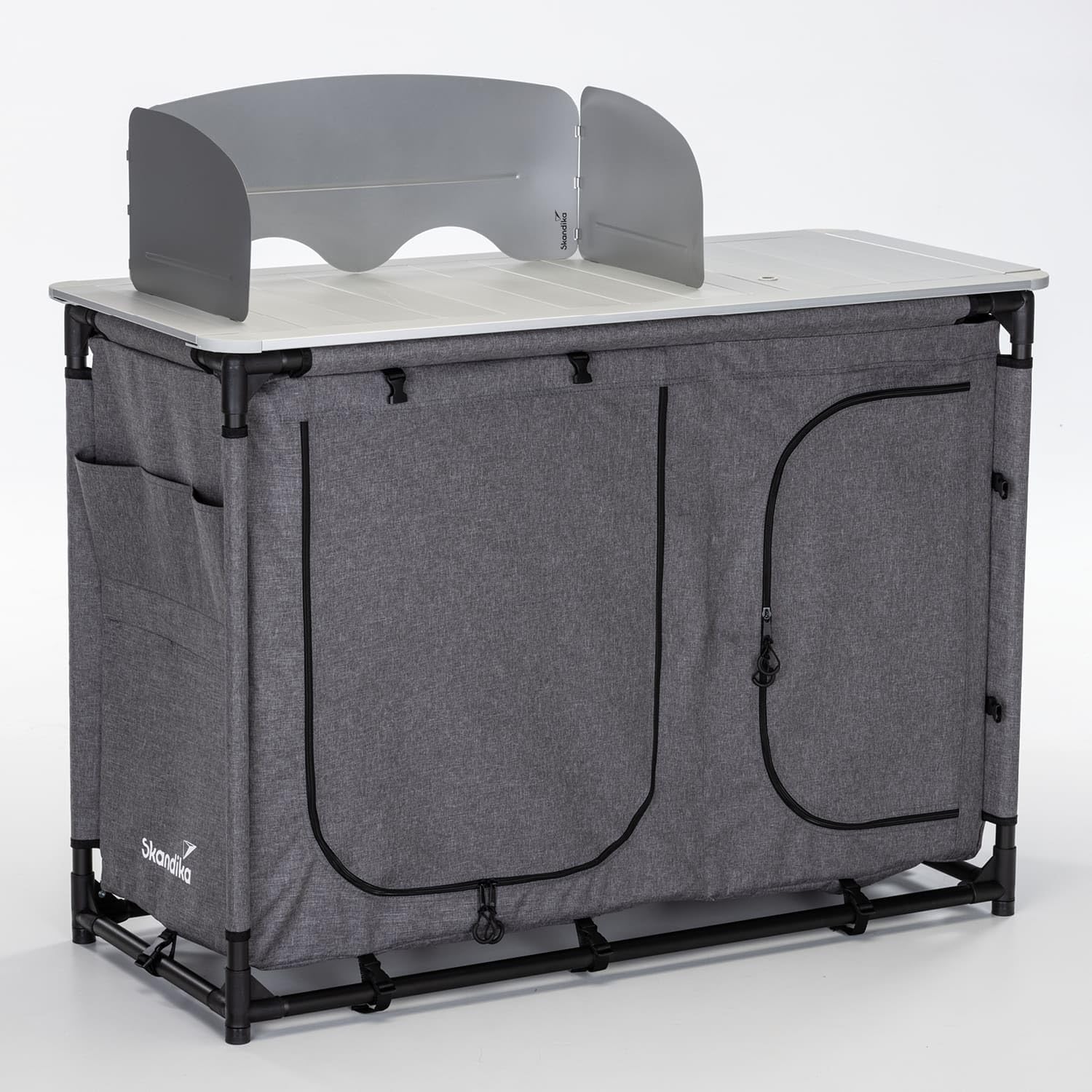 Skandika Cuisine de Camping Ruoka | Armoire de Camping avec Structure en alu, Pare-Vent Amovible, évier, Compartiments de Rangement, Sac de Transport | Cuisine de Camping d'extérieur, de Voyage