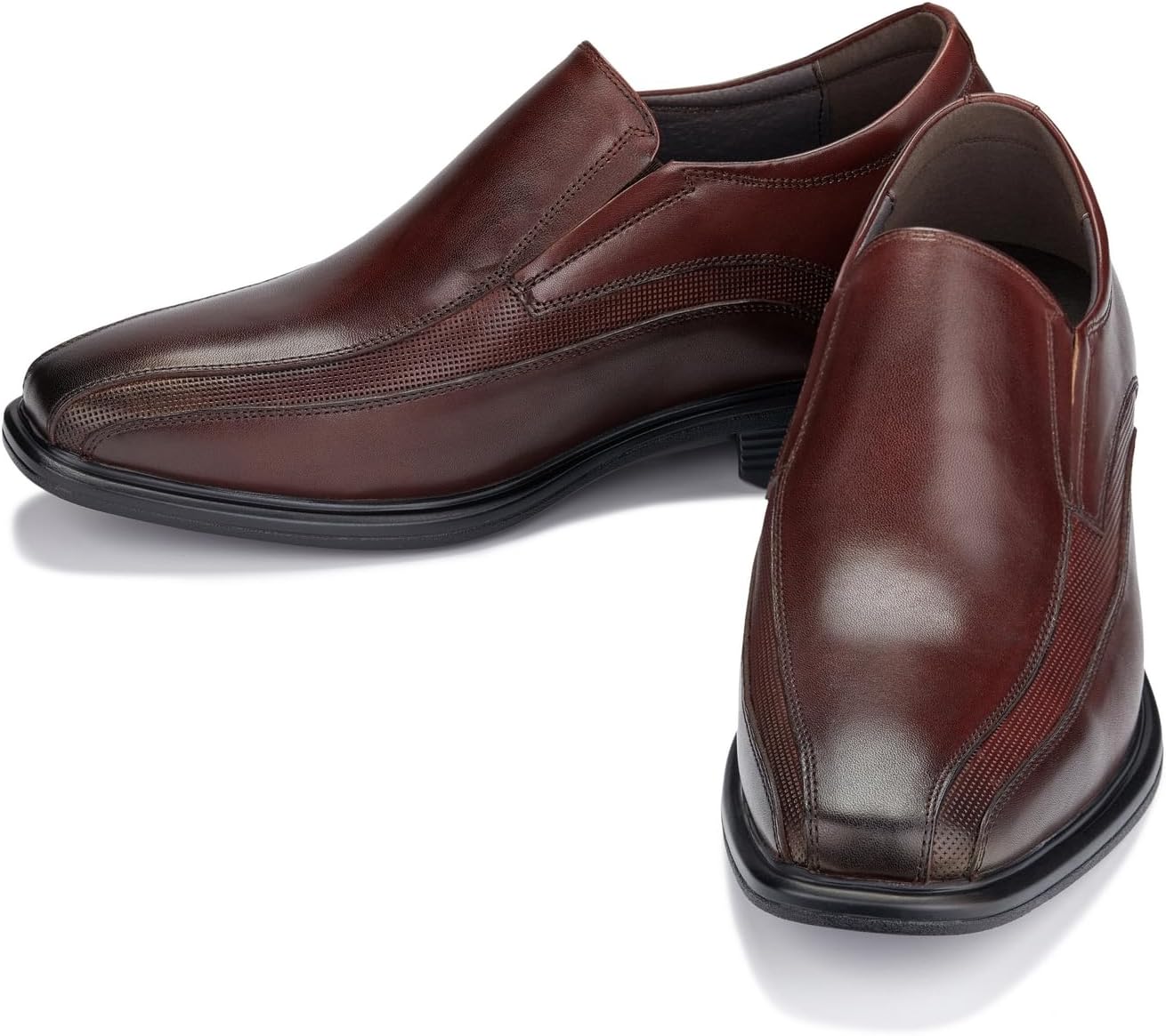 CALTO Men's Invisible Height Increasing Elevator Shoes - Dark Brown Leather Slip-on Super Lightweight Formal Loafers - 3 Inches Taller - G60125 - Size 8 D(M) US - Image 7