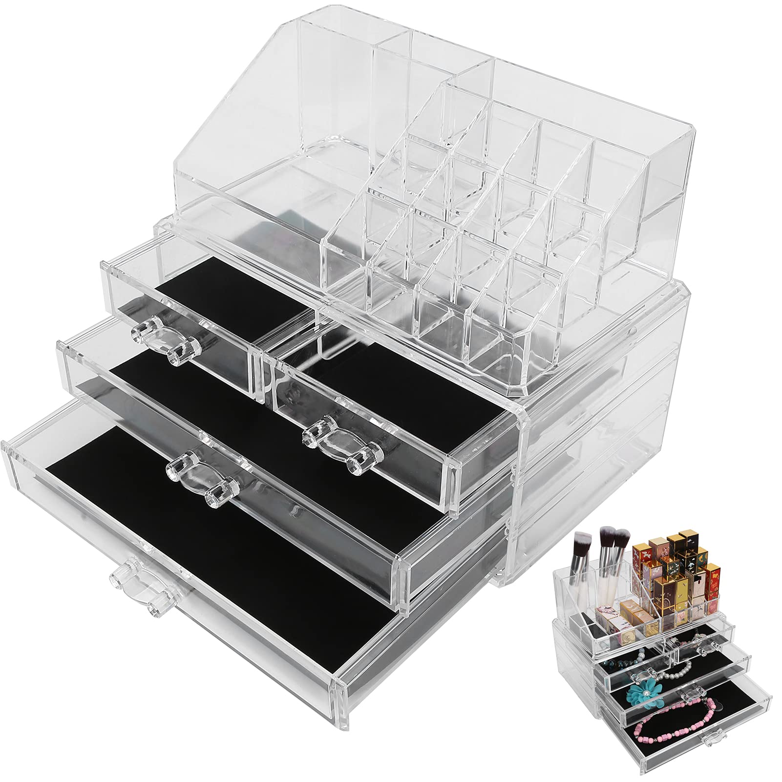 Organisateur de Maquillage, présentoir de Stockage de cosmétiques, Porte-épingle à Cheveux de Bijoux, boîte PC avec 3 tiroirs