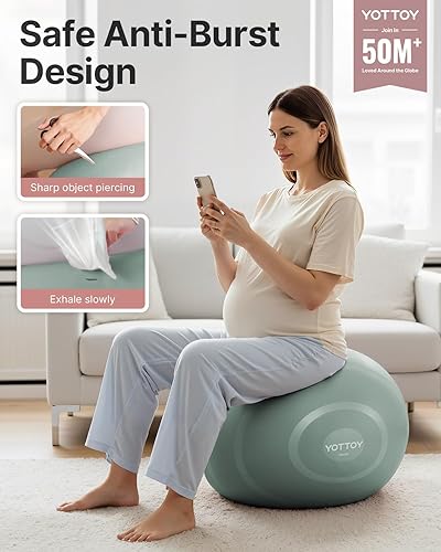 Miniatura 2 de YOTTOY Pelota de ejercicio antiestallido para entrenamiento, pelota de yoga para embarazo, pelota de entrenamiento extra gruesa para terapia física,