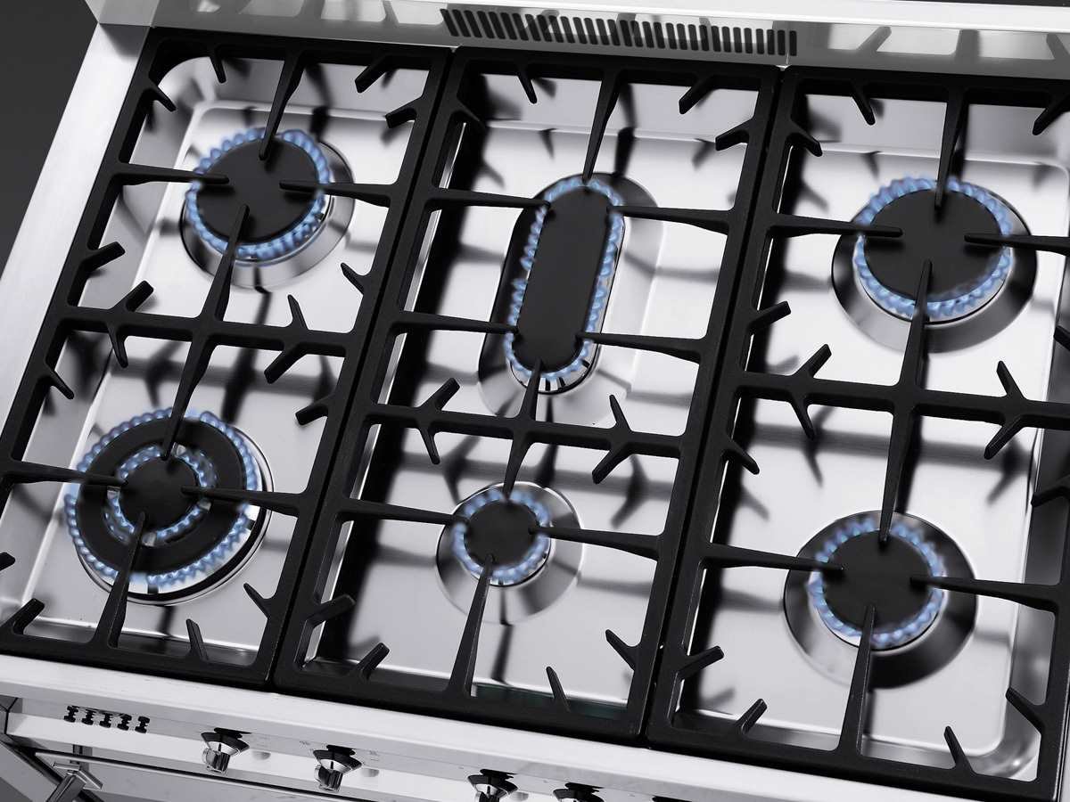 Smeg A1D de 7 Wagon Support Acier Inoxydable cuisson Cuisinière à gaz de cuisson gaz 90 cm Cuisinière A